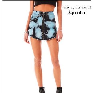 Zip up tie dye denim skirt